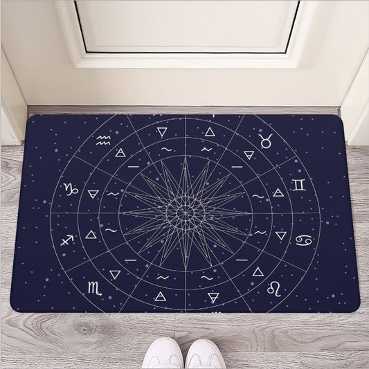 Zodiac Symbols Circle Print Rubber Doormat