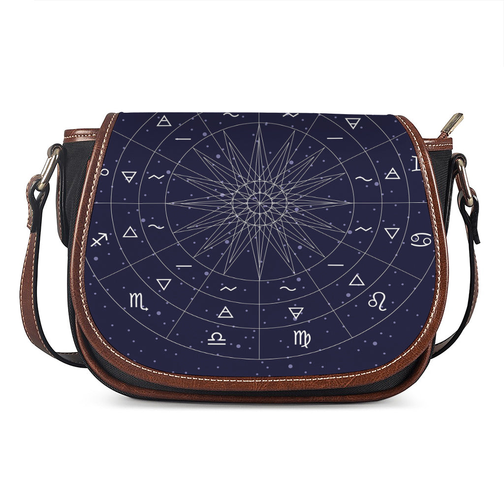 Zodiac Symbols Circle Print Saddle Bag