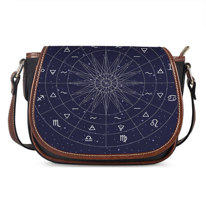 Zodiac Symbols Circle Print Saddle Bag