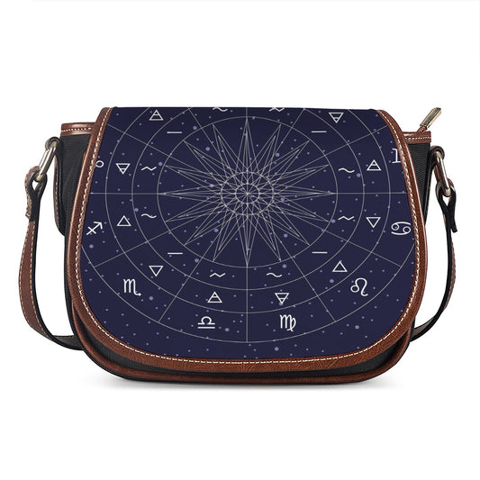 Zodiac Symbols Circle Print Saddle Bag
