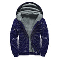 Zodiac Symbols Circle Print Sherpa Lined Zip Up Hoodie