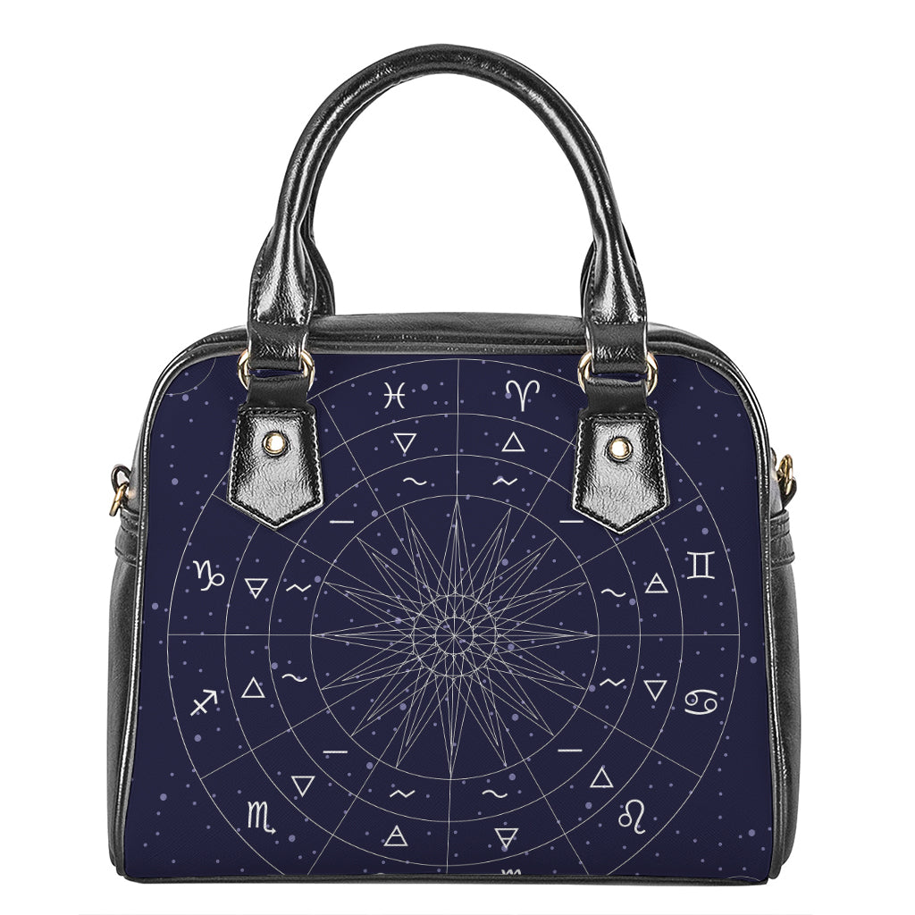 Zodiac Symbols Circle Print Shoulder Handbag