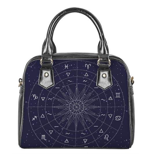 Zodiac Symbols Circle Print Shoulder Handbag