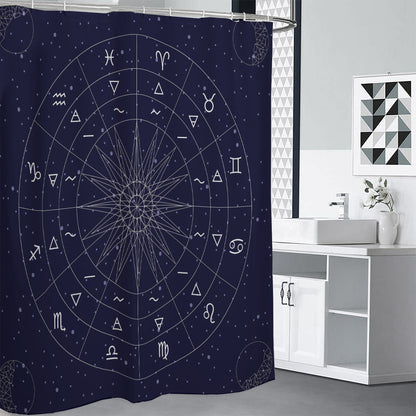 Zodiac Symbols Circle Print Shower Curtain