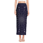 Zodiac Symbols Circle Print Side Slit Maxi Skirt