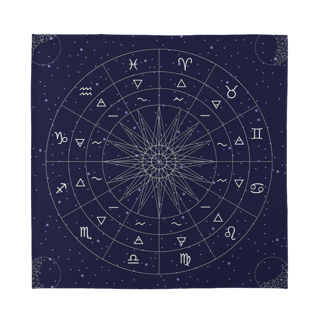 Zodiac Symbols Circle Print Silk Bandana