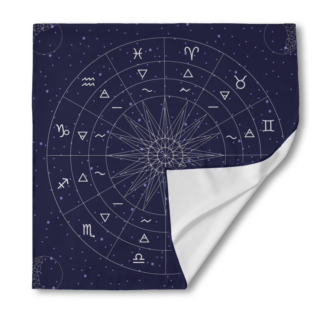 Zodiac Symbols Circle Print Silk Bandana