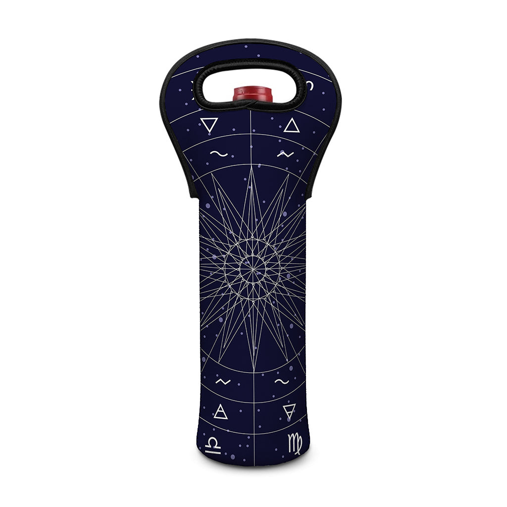 Zodiac Symbols Circle Print Single Neoprene Wine Tote