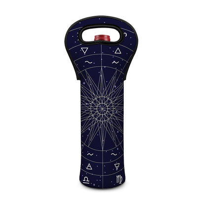 Zodiac Symbols Circle Print Single Neoprene Wine Tote