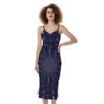 Zodiac Symbols Circle Print Slim Fit Midi Cami Dress