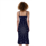 Zodiac Symbols Circle Print Slim Fit Midi Cami Dress
