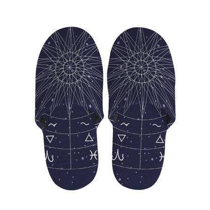 Zodiac Symbols Circle Print Slippers