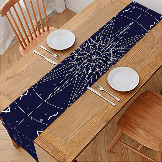 Zodiac Symbols Circle Print Table Runner