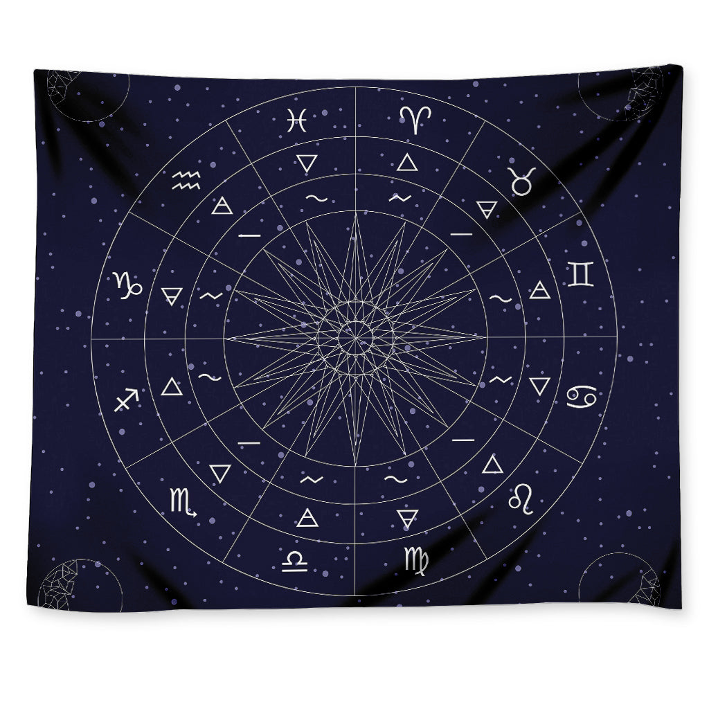 Zodiac Symbols Circle Print Tapestry