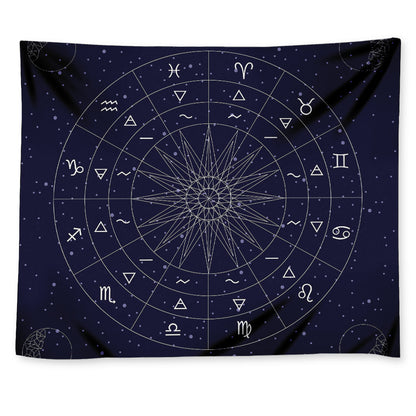 Zodiac Symbols Circle Print Tapestry