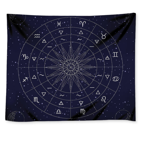 Zodiac Symbols Circle Print Tapestry