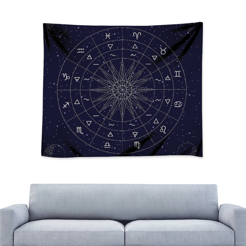 Zodiac Symbols Circle Print Tapestry