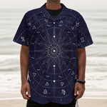 Zodiac Symbols Circle Print Textured Short Sleeve Shirt