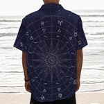 Zodiac Symbols Circle Print Textured Short Sleeve Shirt