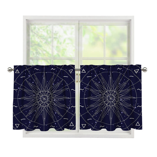 Zodiac Symbols Circle Print Tier Curtains