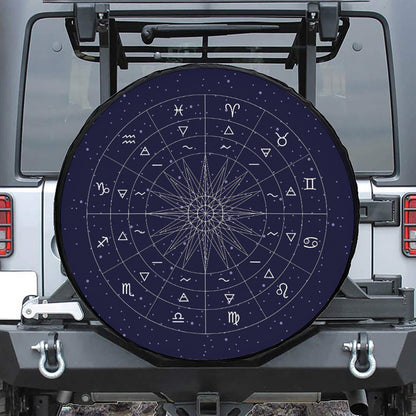 Zodiac Symbols Circle Print Tire Cover