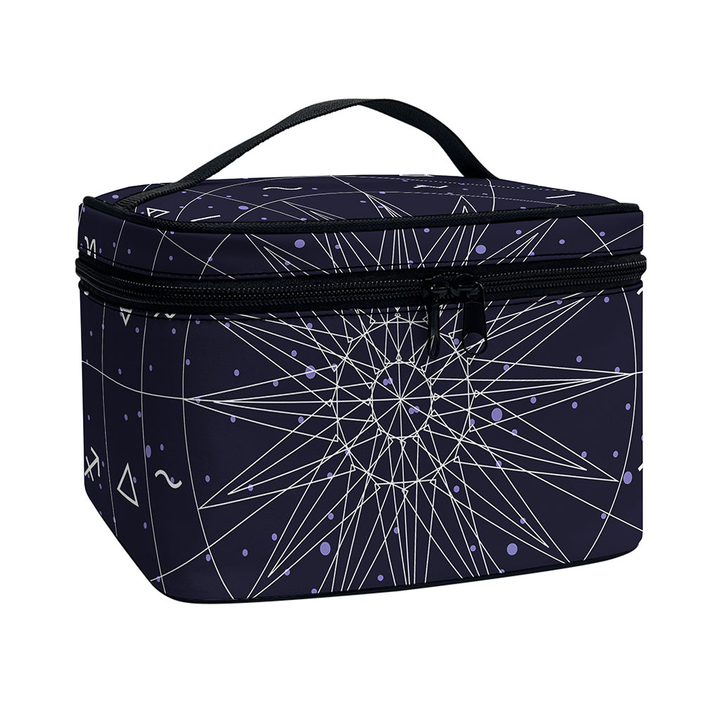 Zodiac Symbols Circle Print Travel Makeup Bag
