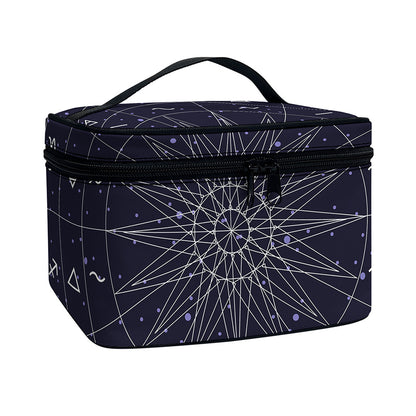 Zodiac Symbols Circle Print Travel Makeup Bag