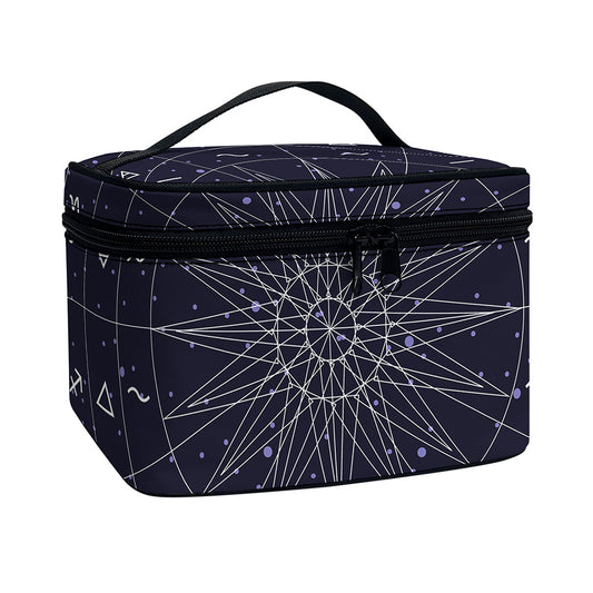 Zodiac Symbols Circle Print Travel Makeup Bag