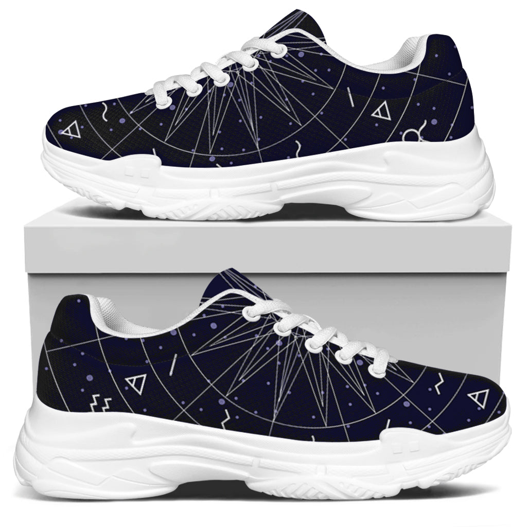 Zodiac Symbols Circle Print White Chunky Shoes