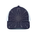 Zodiac Symbols Circle Print White Mesh Trucker Cap