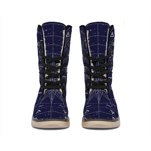 Zodiac Symbols Circle Print Winter Boots