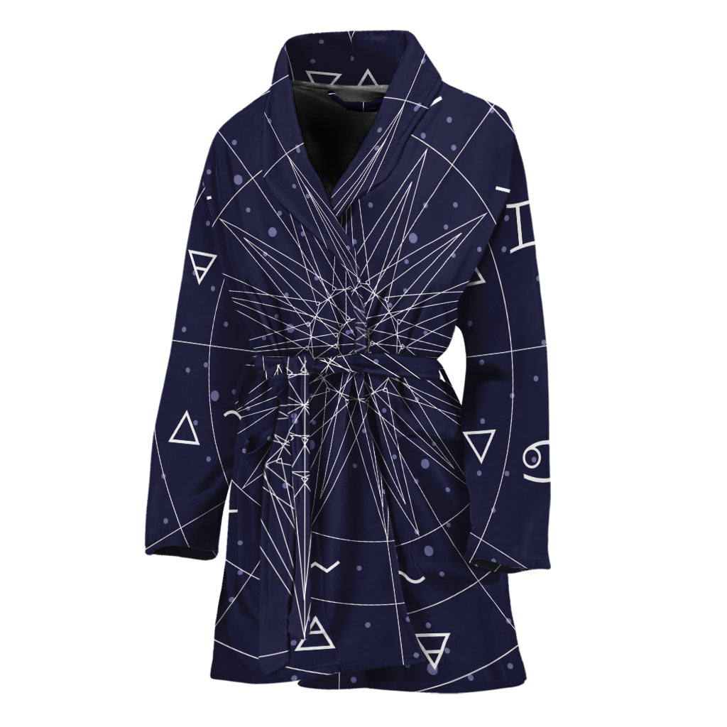 Zodiac Symbols Circle Print Women's Bathrobe