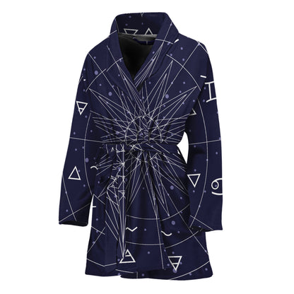 Zodiac Symbols Circle Print Women's Bathrobe