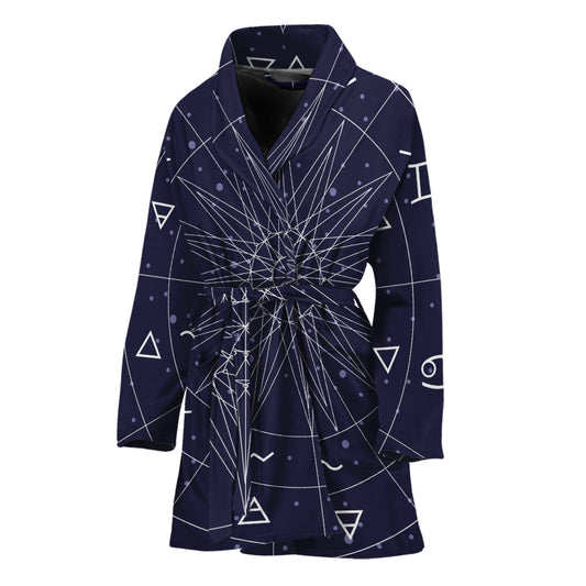 Zodiac Symbols Circle Print Women's Bathrobe