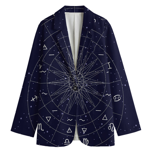 Zodiac Symbols Circle Print Women's Blazer