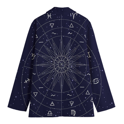 Zodiac Symbols Circle Print Women's Blazer