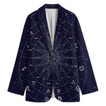 Zodiac Symbols Circle Print Women's Cotton Blazer