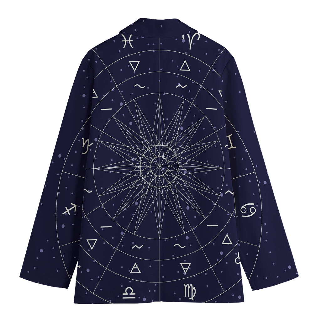 Zodiac Symbols Circle Print Women's Cotton Blazer