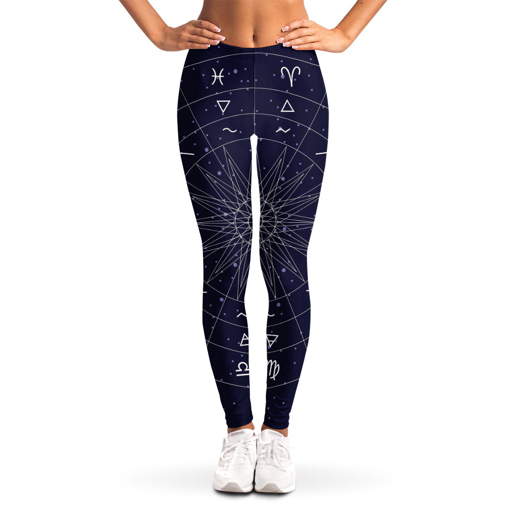 Zodiac Symbols Circle Print Women's Leggings