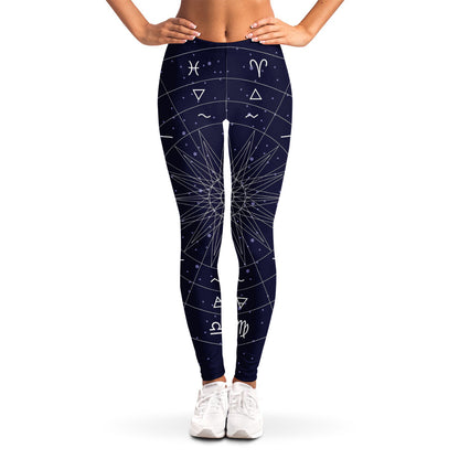 Zodiac Symbols Circle Print Women's Leggings