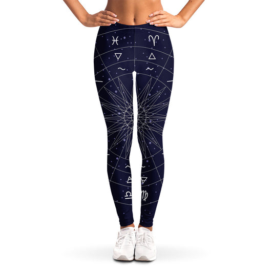 Zodiac Symbols Circle Print Women's Leggings