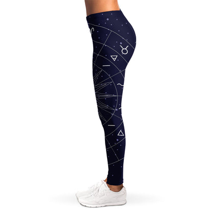 Zodiac Symbols Circle Print Women's Leggings