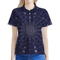 Zodiac Symbols Circle Print Women's Polo Shirt