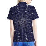 Zodiac Symbols Circle Print Women's Polo Shirt