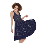 Zodiac Symbols Circle Print Women's Sleeveless Dress