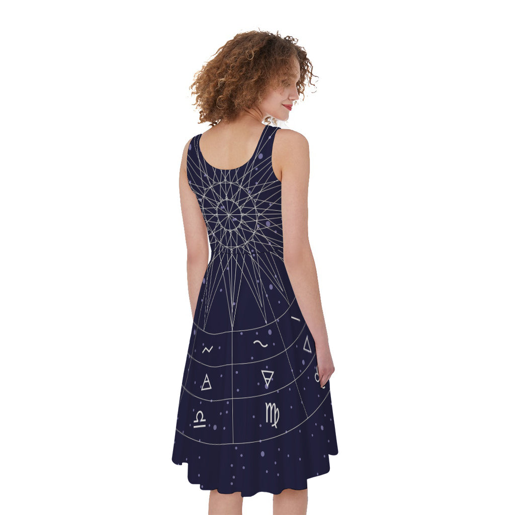 Zodiac Symbols Circle Print Women's Sleeveless Dress