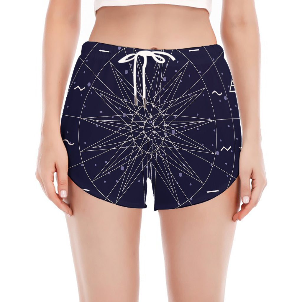 Zodiac Symbols Circle Print Women's Split Running Shorts