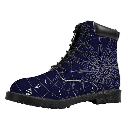 Zodiac Symbols Circle Print Work Boots