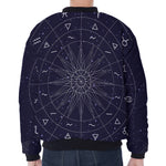 Zodiac Symbols Circle Print Zip Sleeve Bomber Jacket