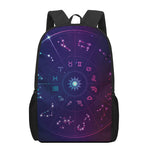 Zodiac Symbols Wheel Print 17 Inch Backpack